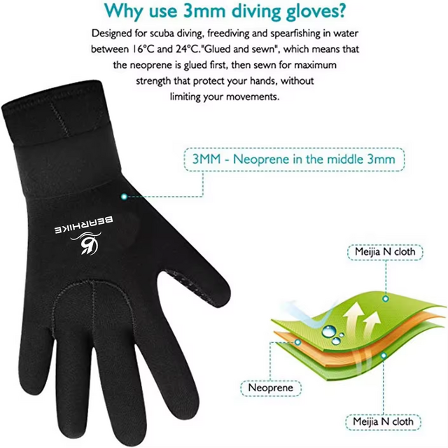 Vollständig rutschfeste Neopren-Tauchsport-Handschuhe