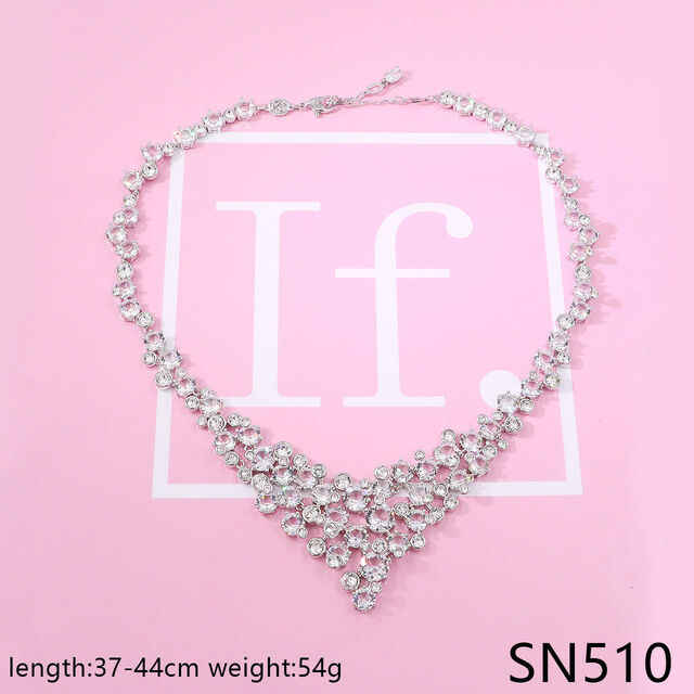 Ensemble de Bijoux de Mariée Argentés en Forme de V