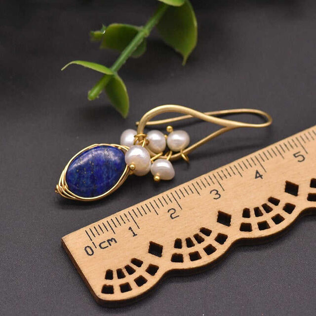 Boucles d'oreilles pendantes pour femmes en lapis-lazuli et perle de South Sea