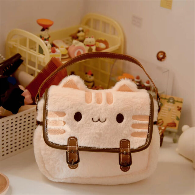 Mini Umhängetasche aus Plüsch in Katzenform für Damen, Weiche Verstellbare Schulterhandtasche für Katzenliebhaber, Neuartiges Geschenk für Feiertage