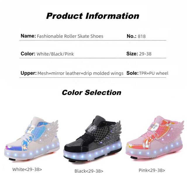 USB Charging LED Glowing Kids Roller Skate Shoes