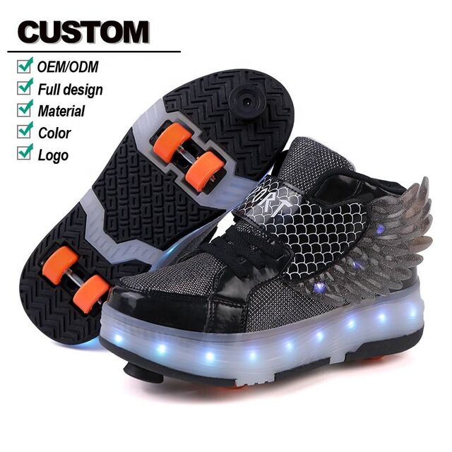 USB Charging LED Glowing Kids Roller Skate Shoes
