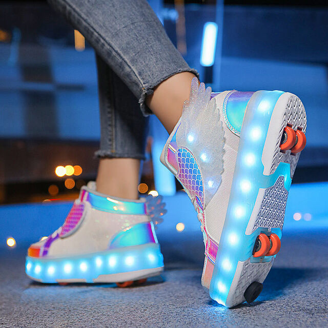 USB Charging LED Glowing Kids Roller Skate Shoes