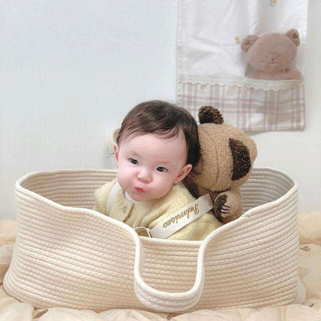 Hand Woven Portable Organic Baby Changing Moses Basket
