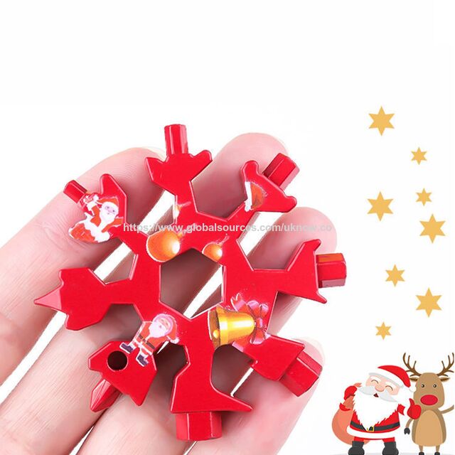 Herramienta Multifuncional de Nieve con Diseño de Copo de Nieve, Llave Inglesa con Llavero, Mini Kit de Herramientas de Bolsillo para Camping y Actividades al Aire Libre