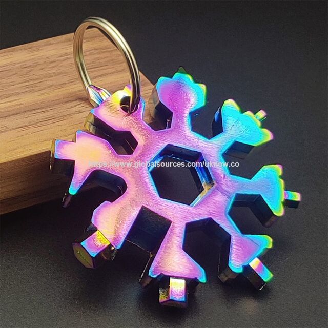 Herramienta Multifuncional de Nieve con Diseño de Copo de Nieve, Llave Inglesa con Llavero, Mini Kit de Herramientas de Bolsillo para Camping y Actividades al Aire Libre