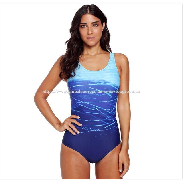 Figurbetonter Einteiler Badeanzug, Klassischer Lycra Damen Badeanzug mit gepolstertem BH, weiche Monokinis