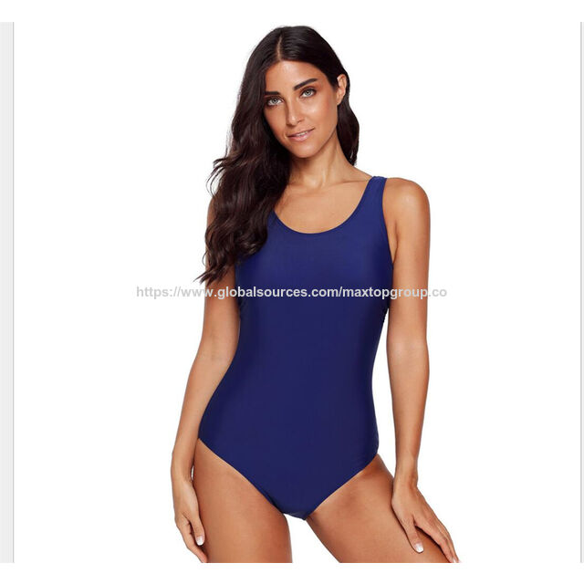 Figurbetonter Einteiler Badeanzug, Klassischer Lycra Damen Badeanzug mit gepolstertem BH, weiche Monokinis