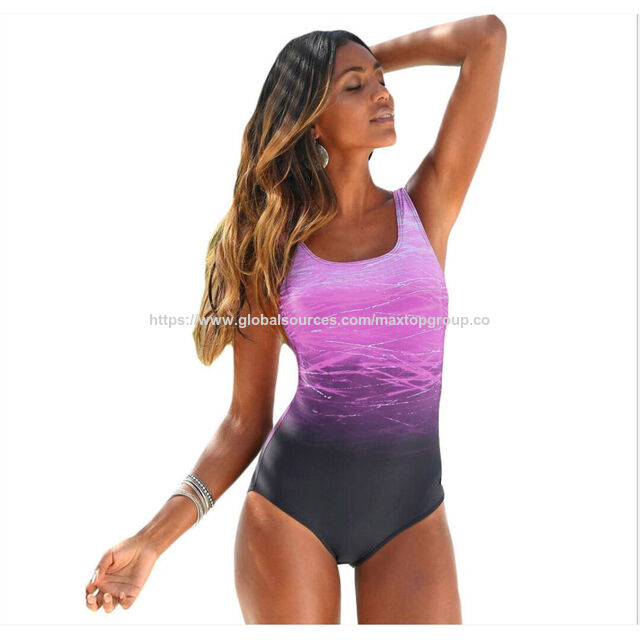 Figurbetonter Einteiler Badeanzug, Klassischer Lycra Damen Badeanzug mit gepolstertem BH, weiche Monokinis
