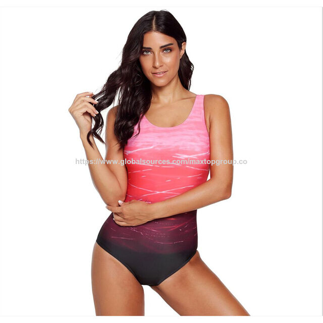 Figurbetonter Einteiler Badeanzug, Klassischer Lycra Damen Badeanzug mit gepolstertem BH, weiche Monokinis