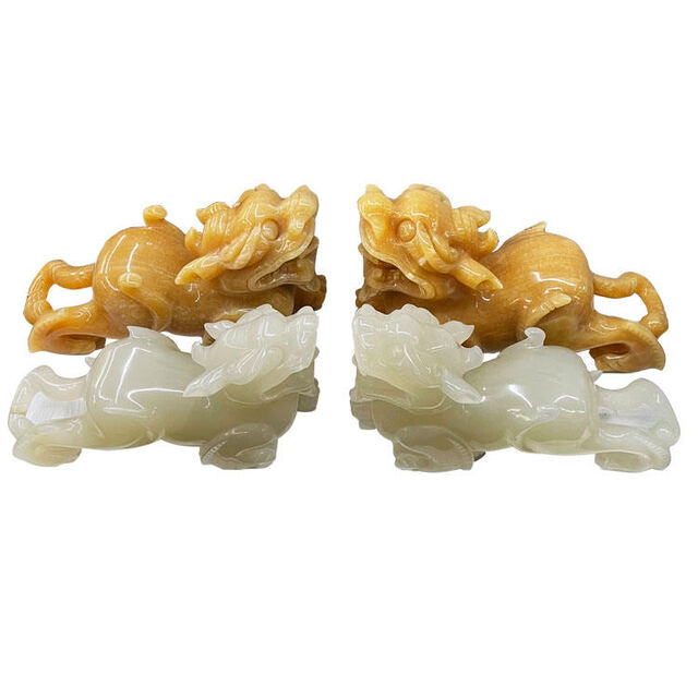 Enfeite Decorativo Pixiu Esculpido à Mão em Jade