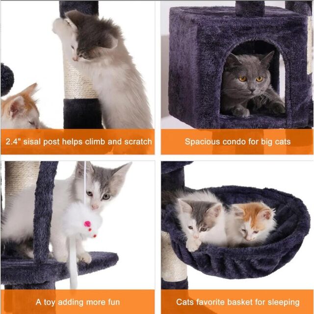 OEM/ODM Estrutura de Escalada para Gatos em Pelúcia Cinza Claro com Cama Quente para Gatos