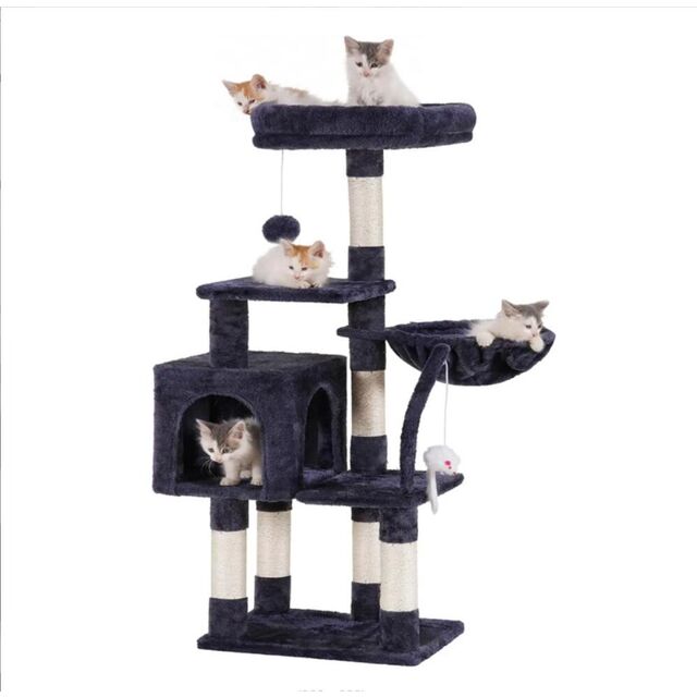 OEM/ODM Estrutura de Escalada para Gatos em Pelúcia Cinza Claro com Cama Quente para Gatos