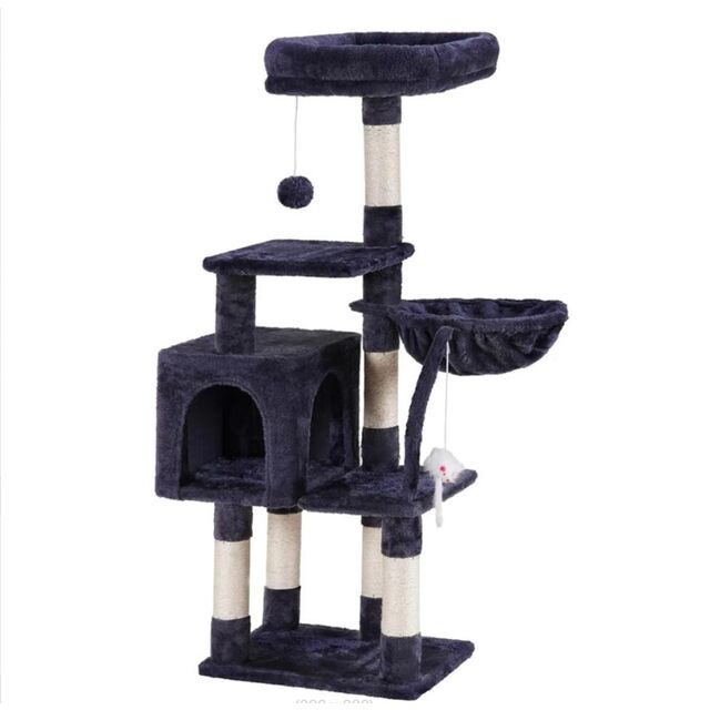 OEM/ODM Estrutura de Escalada para Gatos em Pelúcia Cinza Claro com Cama Quente para Gatos