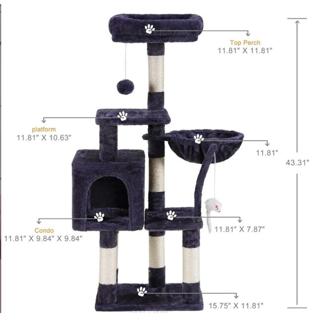 OEM/ODM Estrutura de Escalada para Gatos em Pelúcia Cinza Claro com Cama Quente para Gatos