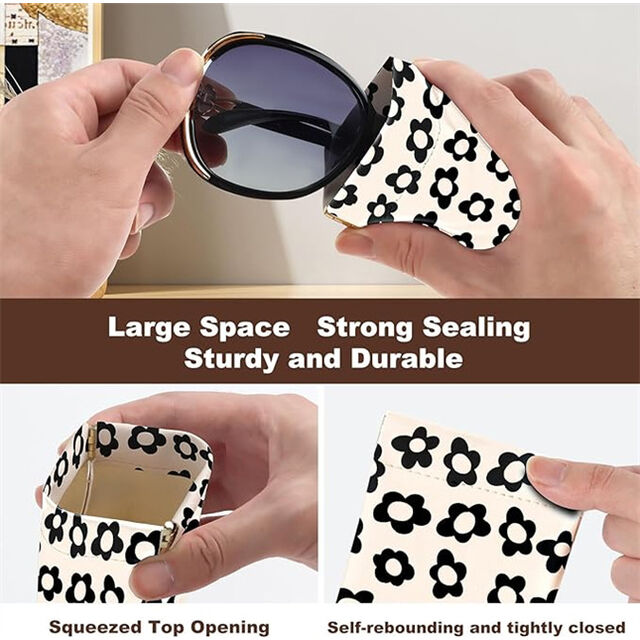 2 Piezas Estuche para Gafas de Sol y Gafas de Cuero PU Suave con Paño de Limpieza, Linda Bolsa para Gafas para Hombres y Mujeres