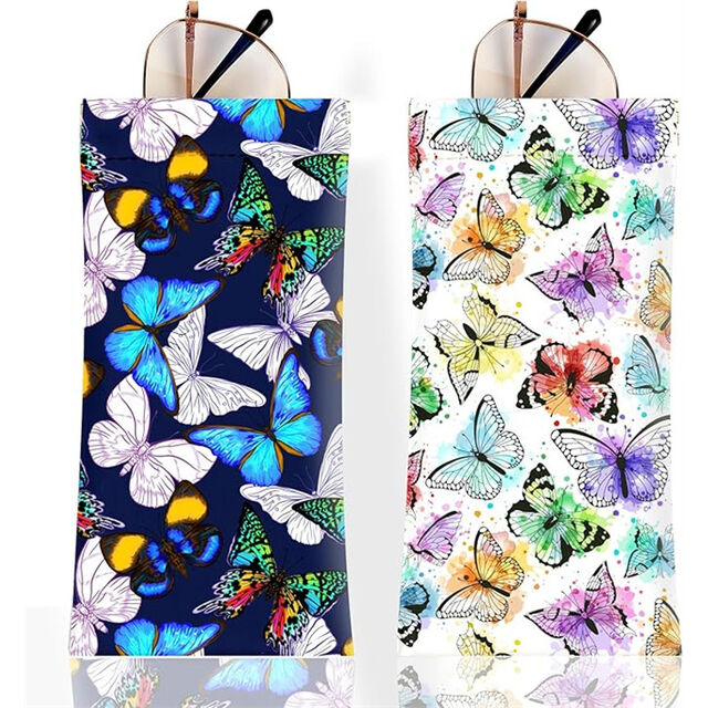 2 Piezas Estuche para Gafas de Sol y Gafas de Cuero PU Suave con Paño de Limpieza, Linda Bolsa para Gafas para Hombres y Mujeres