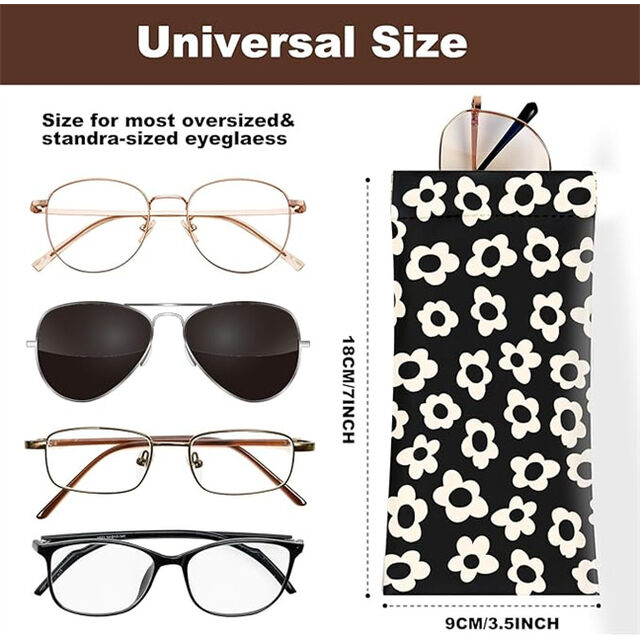 2 Piezas Estuche para Gafas de Sol y Gafas de Cuero PU Suave con Paño de Limpieza, Linda Bolsa para Gafas para Hombres y Mujeres