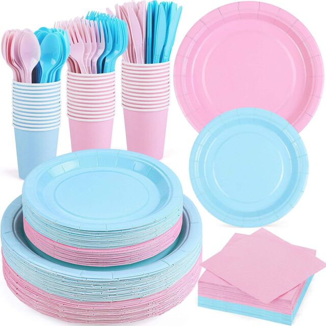 Servicio de Vajilla Desechable de Plástico de Alta Calidad para Fiestas: Servilletas, Vasos, Platos, Cucharas, Tenedores y Cuchillos