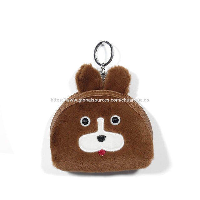 Porte-monnaie Mignon en Peluche Animale / Pochette Charme Sac Chiot Fluffy / Porte-monnaie Ultra-Doux Chiot en Peluche - Mini Pochette Animale Fluffy Mignonne & Oreilles