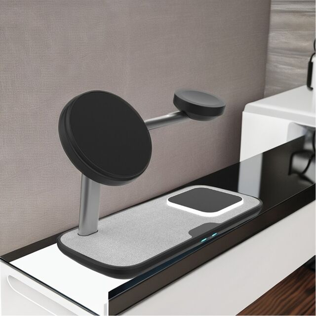 Chargeur sans fil magnétique portable de bureau universel personnalisable à charge rapide 3 en 1 10W 15W pour smartphone