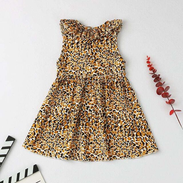 Ärmelloses Chiffon-Kleid mit Leopardenmuster für Mädchen, perfekt für den Sommer