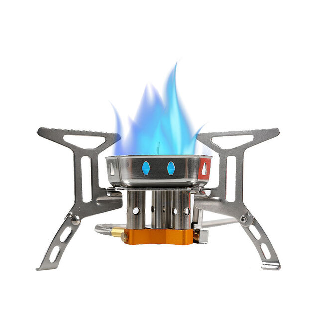 Réchaud de Camping à Gaz Double Brûleur en Acier Inoxydable