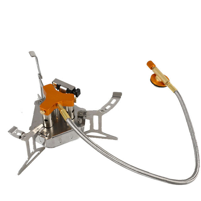 Réchaud de Camping à Gaz Double Brûleur en Acier Inoxydable