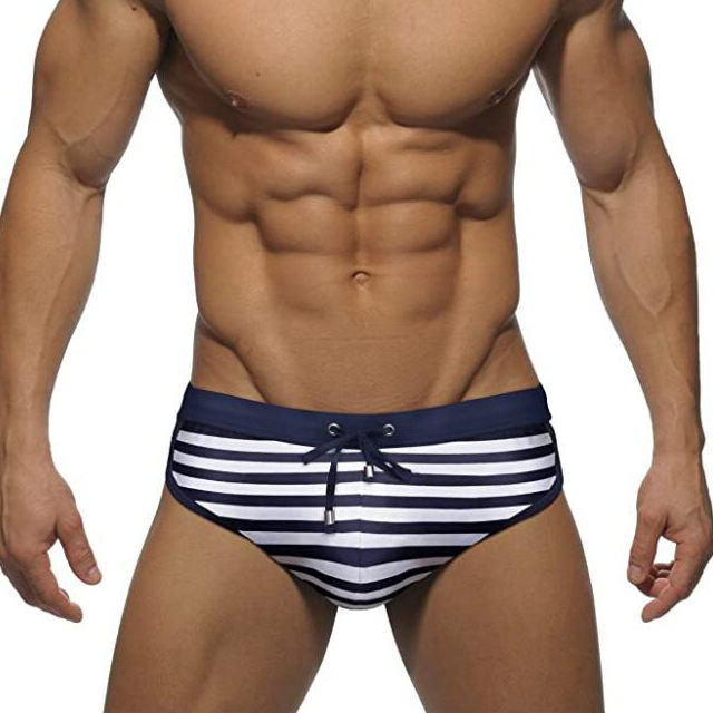 Herren Badeshorts mit Streifen und Kordelzug für den Strand