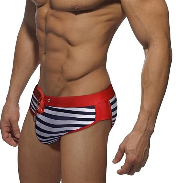 Herren Badeshorts mit Streifen und Kordelzug für den Strand