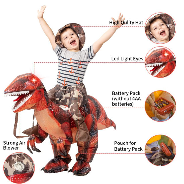 Déguisement Gonflable de Dinosaure pour Enfants - Tenue d'Halloween