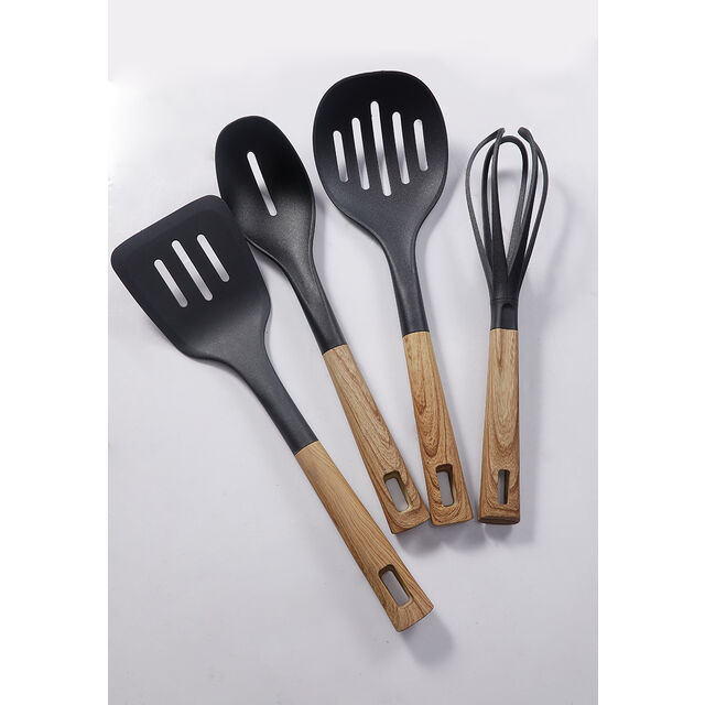 Fouet à Oeufs en Nylon avec Poignée Effet Bois Direct Usine - Outil de Mélange de Cuisine Résistant à la Chaleur