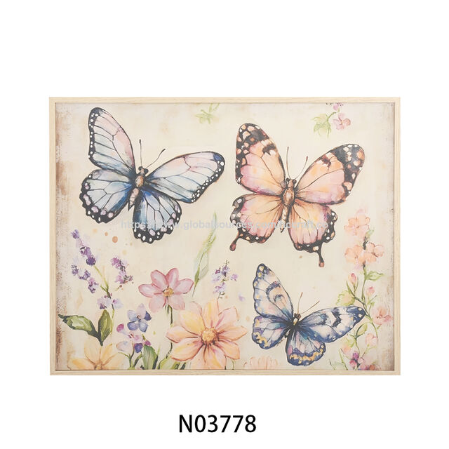 Peinture d'Art Mural Moderne Simple 2026, Bois MDF, Aquarelle Florale, Largeur 60cm, Paysage Rural