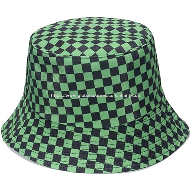 Sombreros de cubo de algodón transpirable a cuadros clásicos personalizados Protección solar Gorras de pescador a cuadros