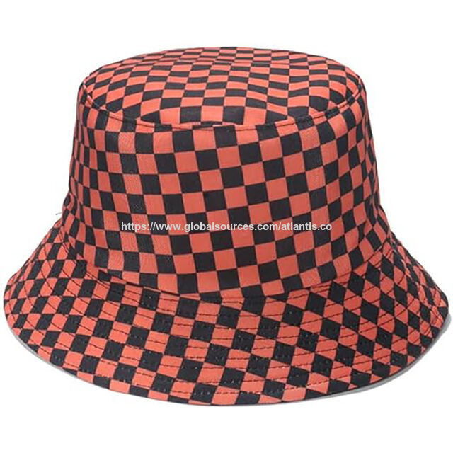 Sombreros de cubo de algodón transpirable a cuadros clásicos personalizados Protección solar Gorras de pescador a cuadros