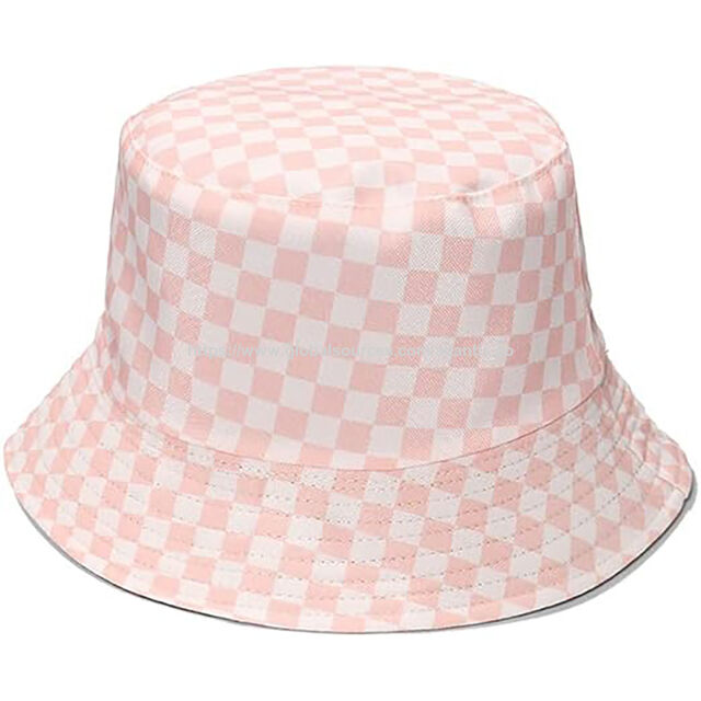 Sombreros de cubo de algodón transpirable a cuadros clásicos personalizados Protección solar Gorras de pescador a cuadros