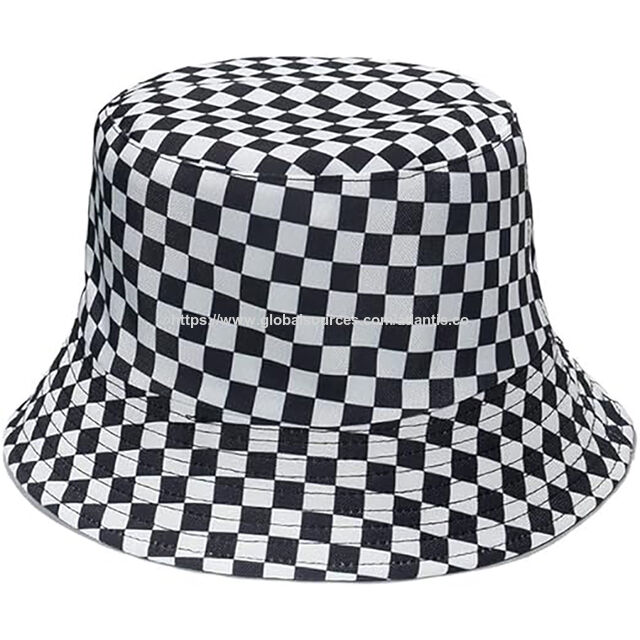 Sombreros de cubo de algodón transpirable a cuadros clásicos personalizados Protección solar Gorras de pescador a cuadros