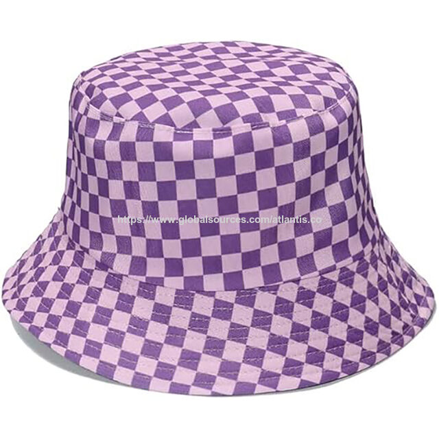 Sombreros de cubo de algodón transpirable a cuadros clásicos personalizados Protección solar Gorras de pescador a cuadros