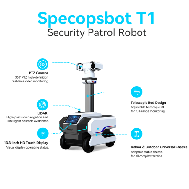 Robot d'Inspection de Sécurité Extérieur à Quatre Roues Motorisé pour Patrouille