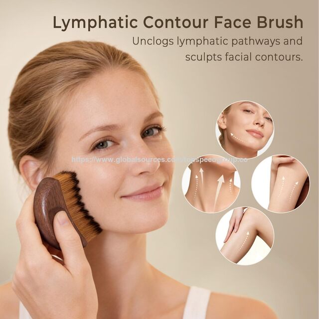 Cepillo de nuez para contorno facial linfático, cepillo facial de drenaje linfático, desobstruye las vías linfáticas, anti-edema