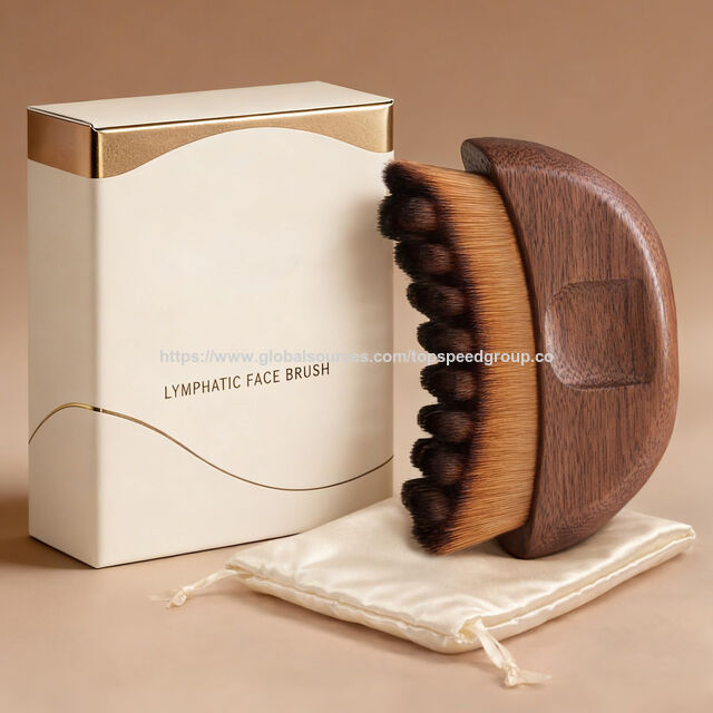 Cepillo de nuez para contorno facial linfático, cepillo facial de drenaje linfático, desobstruye las vías linfáticas, anti-edema