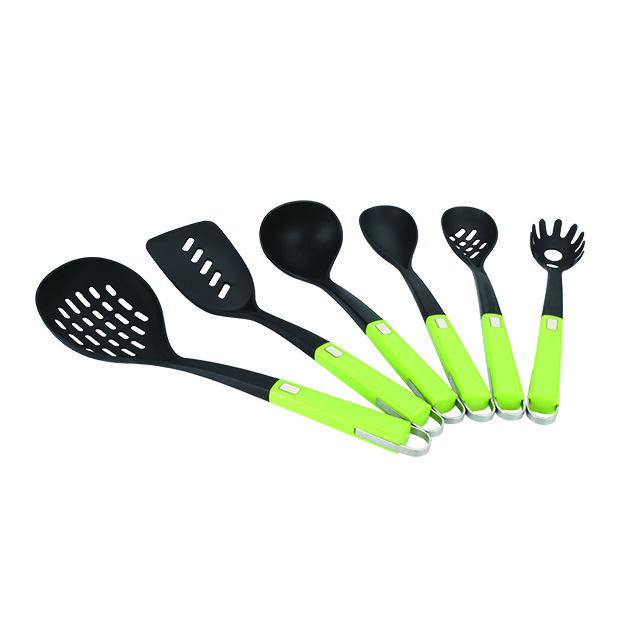 Louche à Soupe en Nylon Vert Direct Usine, Ustensile de Cuisine Antiadhésif Résistant à la Chaleur avec Poignée Ergonomique