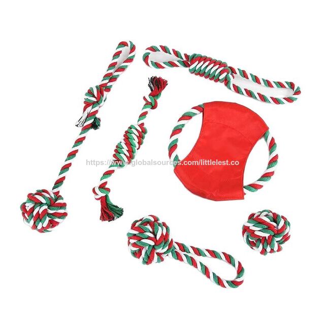 Lot de Jouets en Corde pour Chien Fêtes, Jouets Dentaires Masticables Résistants en Coton pour Chiens