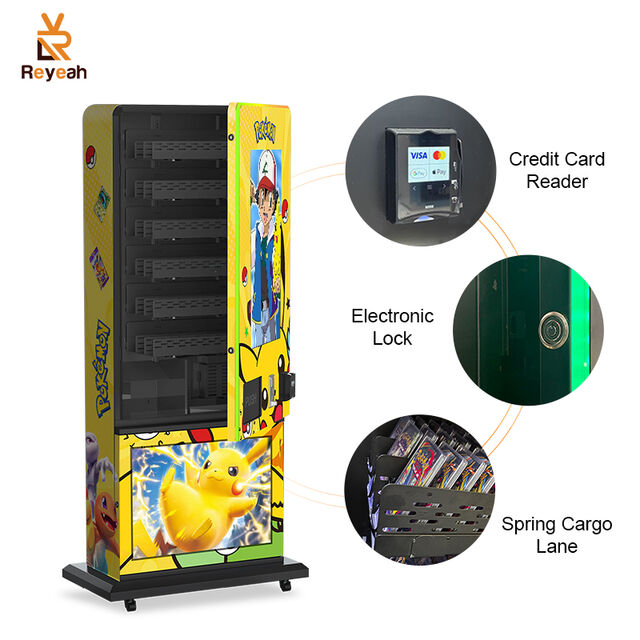 Machine de Vente Intelligente de Cartes Pokémon avec Écran Tactile 24/7, Scan d'Identifiant et Accepteur de Cartes