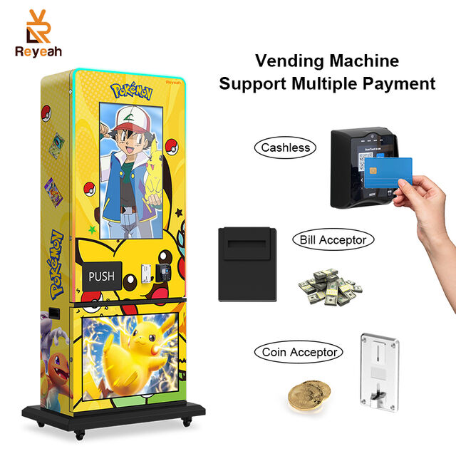 Machine de Vente Intelligente de Cartes Pokémon avec Écran Tactile 24/7, Scan d'Identifiant et Accepteur de Cartes