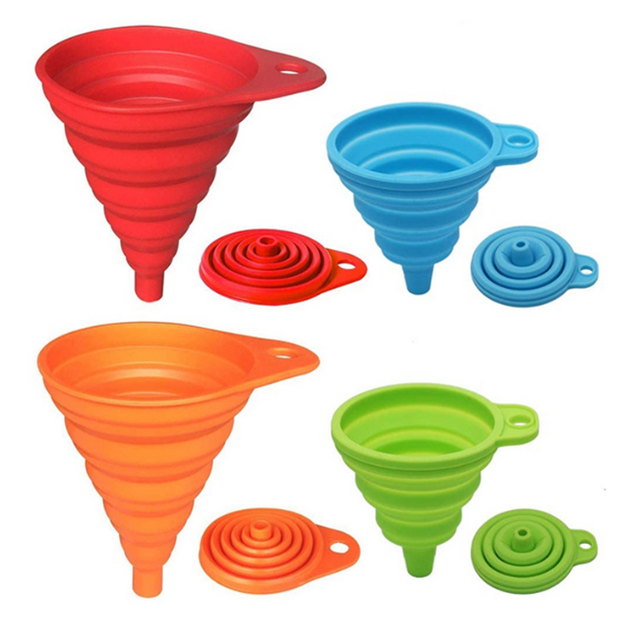 Embudo de silicona plegable para cocina, apto para alimentos, para vino, aceite y líquidos