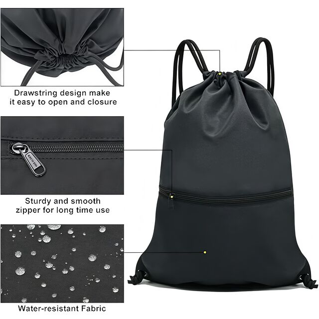 Mochila con cordón, mochila deportiva para gimnasio para hombres y mujeres, viaje ligero