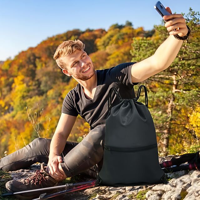 Mochila con cordón, mochila deportiva para gimnasio para hombres y mujeres, viaje ligero