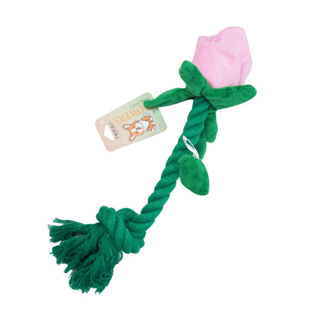 Vielseitiges Valentinstags-Rosen-Quietsch-Hunde-Seilspielzeug mit verstecktem Quietscher