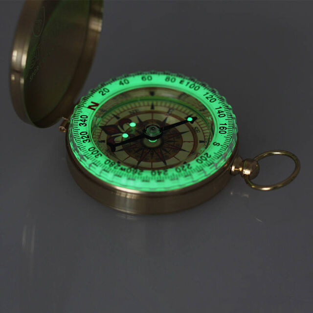 Boussole de poche portable en laiton lumineuse